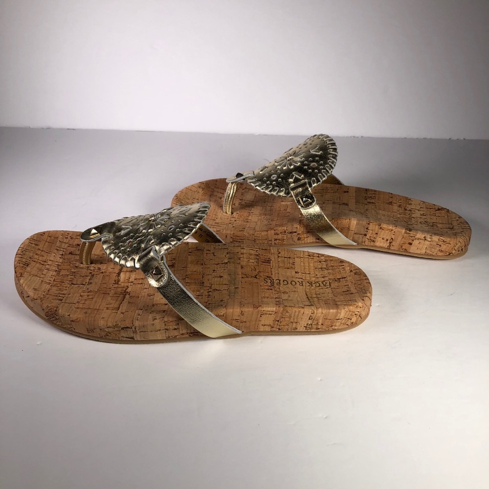 Jack Rogers Georgica Cork Sandals Gold Medallion - Picture 6 of 12